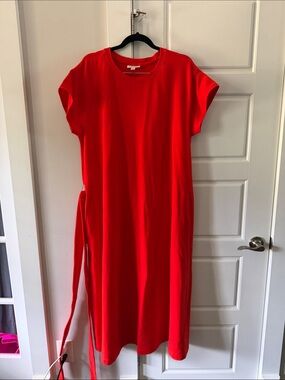 Classic Red Tie-Waist Midi Dress